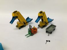 2 X VINTAGE DINKY DIE-CAST MODEL ELEVATOR LOADER 964, DINKY COVENTRY, CLIMAX FORK LIFT TRUCK,