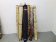 10 PART ROLLS OF GOOD QUALITY UPHOLSTERY MATERIAL (VARIOUS DESIGNS)