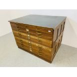 A VINTAGE MAHOGANY FINISH 10 DRAWER PLAN CHEST HEIGHT 92.5CM WIDTH 123.