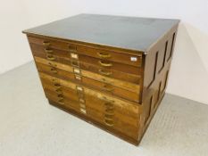 A VINTAGE MAHOGANY FINISH 10 DRAWER PLAN CHEST HEIGHT 92.5CM WIDTH 123.