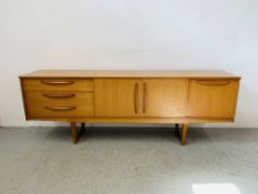 MID CENTURY TEAK SIDEBOARD BY S.F. LIMITED 81 INCH.