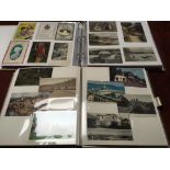 MIXED POSTCARDS IN FOUR ALBUMS AND LOOSE, UK VIEWS, SOCIAL HISTORY, GREETINGS,