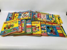 107 ISSUES OF WALT DISNEY DONALD AND MICKEY COMICS FROM 1970'S TO INCLUDE No 1, No 2,