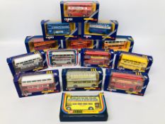 14 X CORGI BOXED ADVERTISING DOUBLE DECKER BUSES