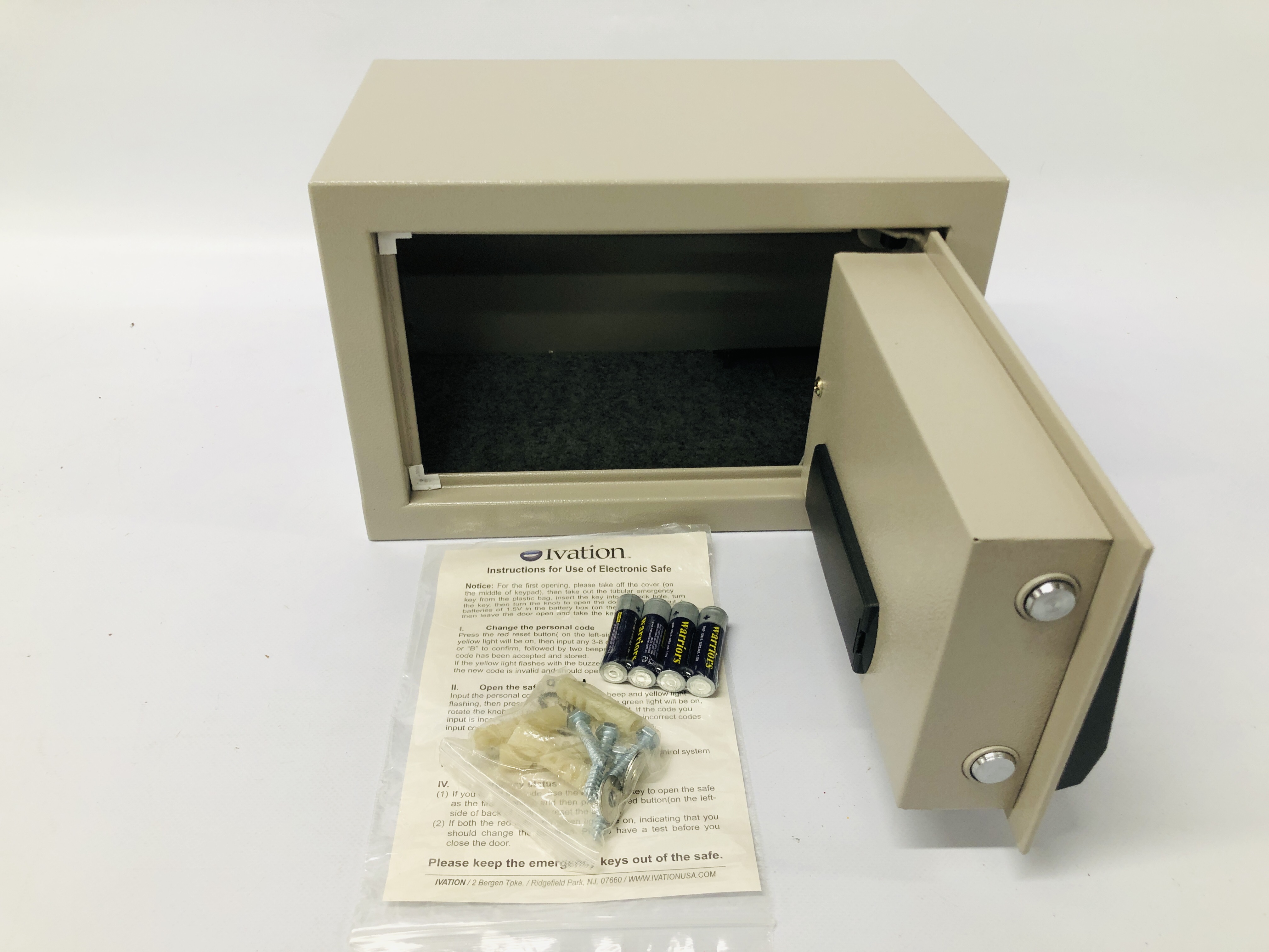 SMALL SAFE COMPLETE WITH KEYS AND ELECTRONIC CODE - 31CM WIDE, 20CM DEEP, - Image 5 of 5
