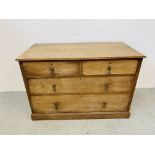 A MAHOGANY TWO OVER TWO CHEST OF DRAWERS WITH BRASS FURNITURE W 122CM, D 61CM,