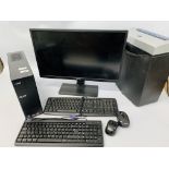 ACER DESK TOP COMPUTER (HARDRIVE REMOVED), BENQ MONITOR, W H SMITH SHREDDER, KEYBOARDS AND MICE,
