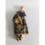 VINTAGE ORIENTAL COMPOSITE DOLL BEARING MAKERS MARK, IN AUTHENTIC DRESS,