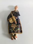 VINTAGE ORIENTAL COMPOSITE DOLL BEARING MAKERS MARK, IN AUTHENTIC DRESS,