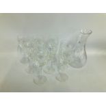 SET OF STUART CRYSTAL CASCADE WINE GLASSES TOGETHER WITH A MATCHING CARAFE