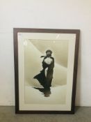 LARGE FRAMED PRINT BEARING SIGNATURE "R.