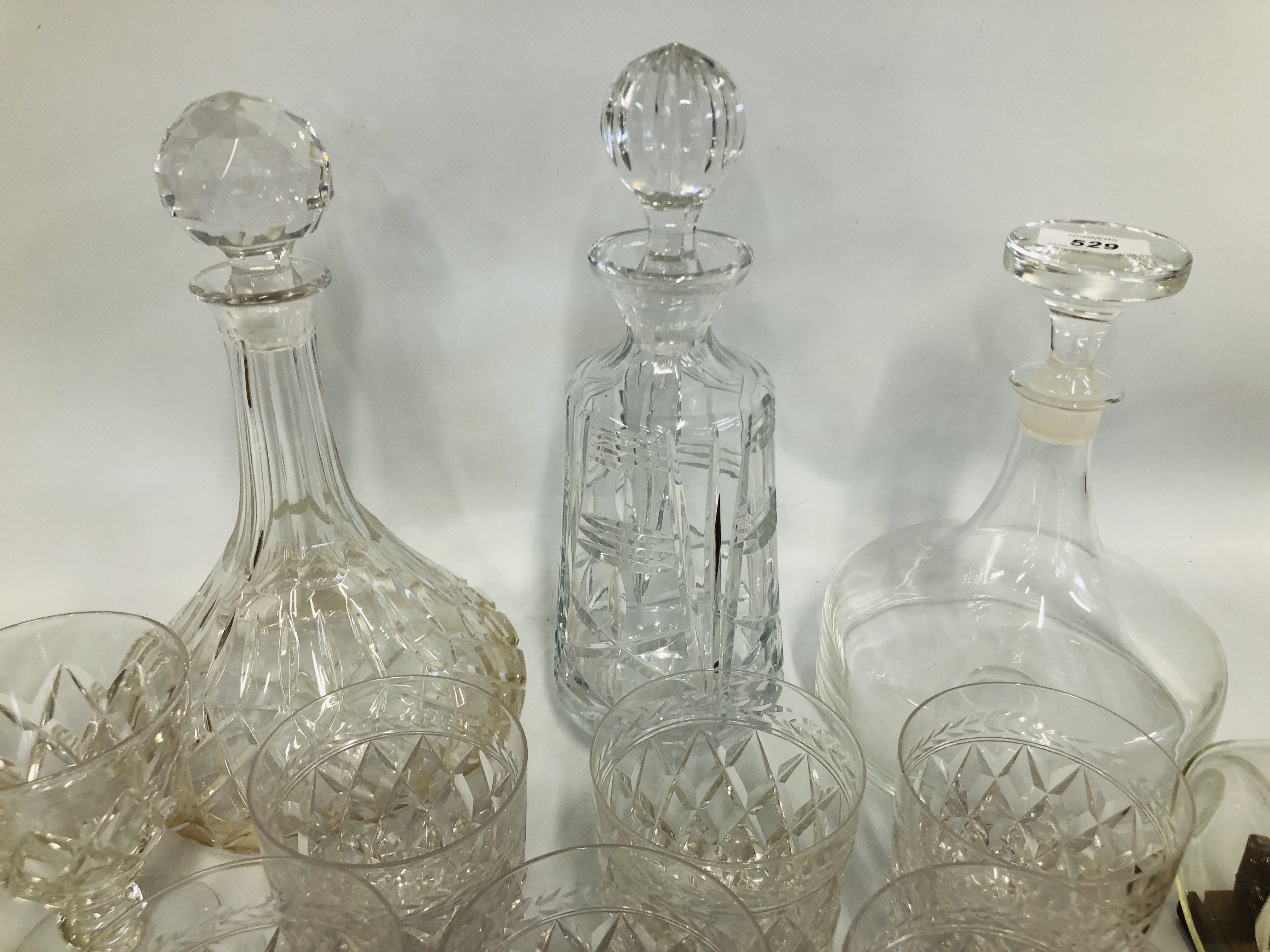 VINTAGE 4 PIECE DRESSING TABLE SET, CUT GLASS DECANTER AND 6 GLASSES, CUT GLASS DECANTER, ONE OTHER, - Image 3 of 7