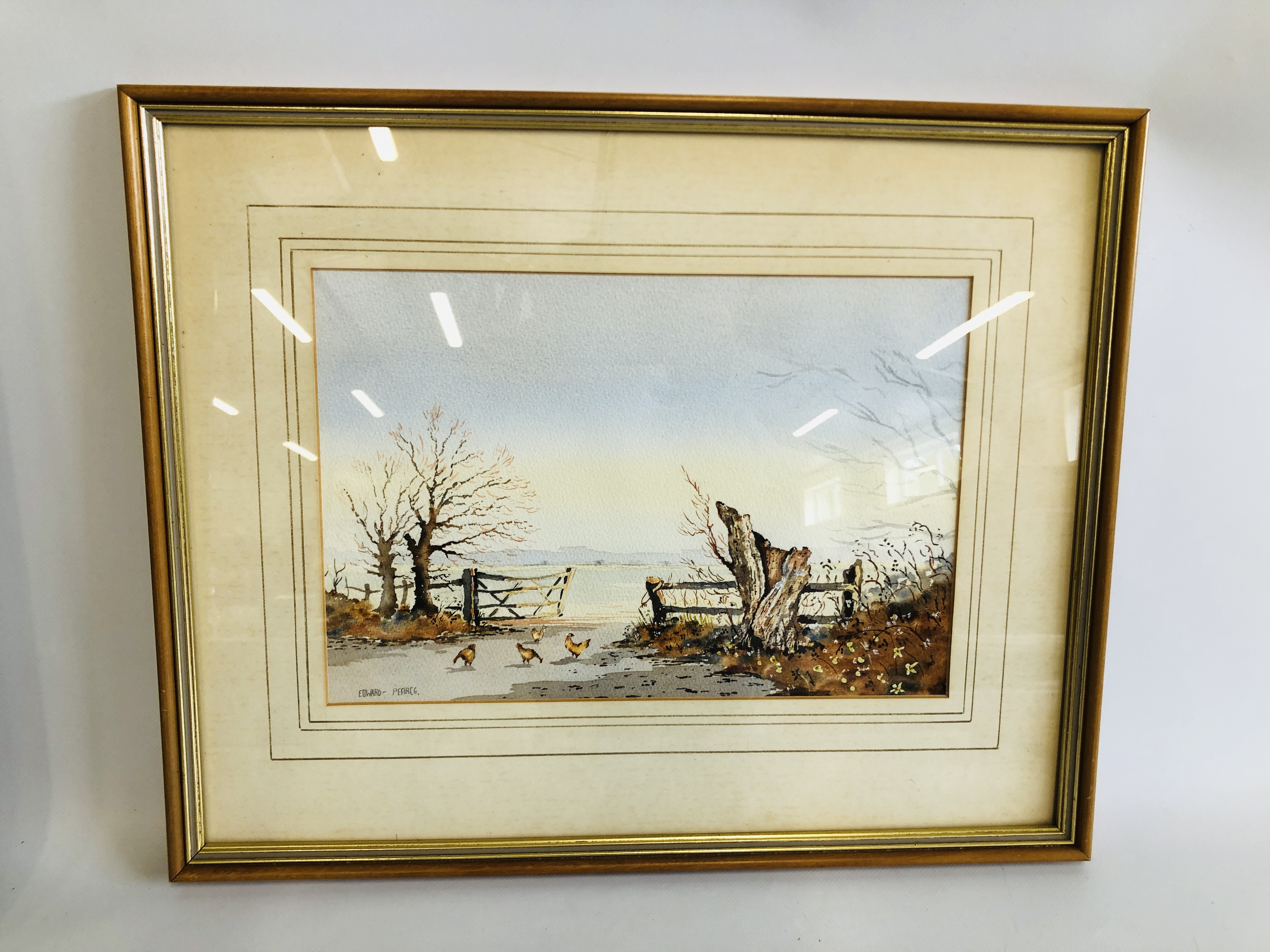 A FRAMED WATERCOLOUR 'SHIPS IN HARBOUR' BEARING SIGNATURE N. STEWART 9 X 40CM. - Image 4 of 9