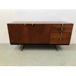 A STAGG RETRO TEAK FINISH SIDEBOARD W 137CM. D 48CM. H 70CM.