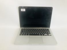 APPLE MAC BOOK PRO LAPTOP COMPUTER MODEL A1502 (NO CHARGER) (S/N C02MCAYDFHOO) - SOLD AS SEEN