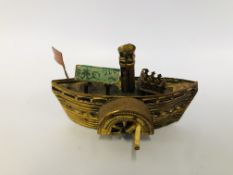 VINTAGE NOVELTY TAPE MEASURE IN THE FORM OF A PADDLE STEAMER