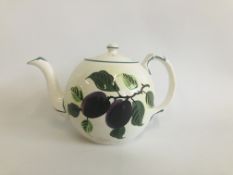 WEMYSS WARE TEAPOT WITH "LARGE PLUM" DECORATION