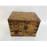 A PERIOD JAPANESE MARQUETRY 7 DRAWER TABLE CABINET