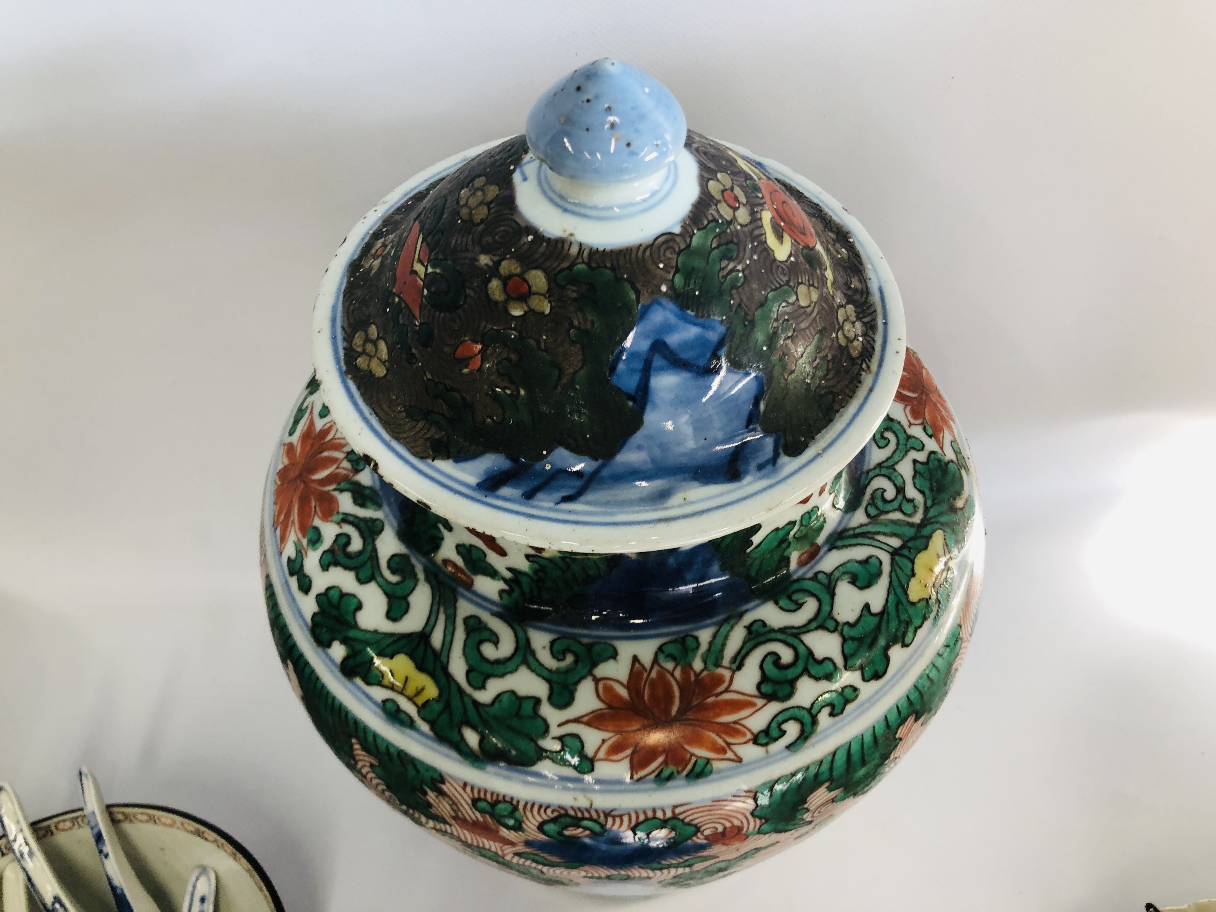 COLLECTION OF MAINLY CHINESE BLUE AND WHITE AND POLYCHROME PIECES, - Image 7 of 21