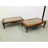 A PAIR OF ORNATE CONTINENTAL STYLE COFFEE TABLES EACH L 147CM. W 92CM.