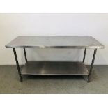 A BSL STAINLESS STEEL TWO TIER CATERING PREPARATION TABLE LENGTH 180CM.