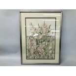 FRAMED PASTEL "ORCHIDS" BEARING SIGNATURE STLVIA CORBLE H 51CM,