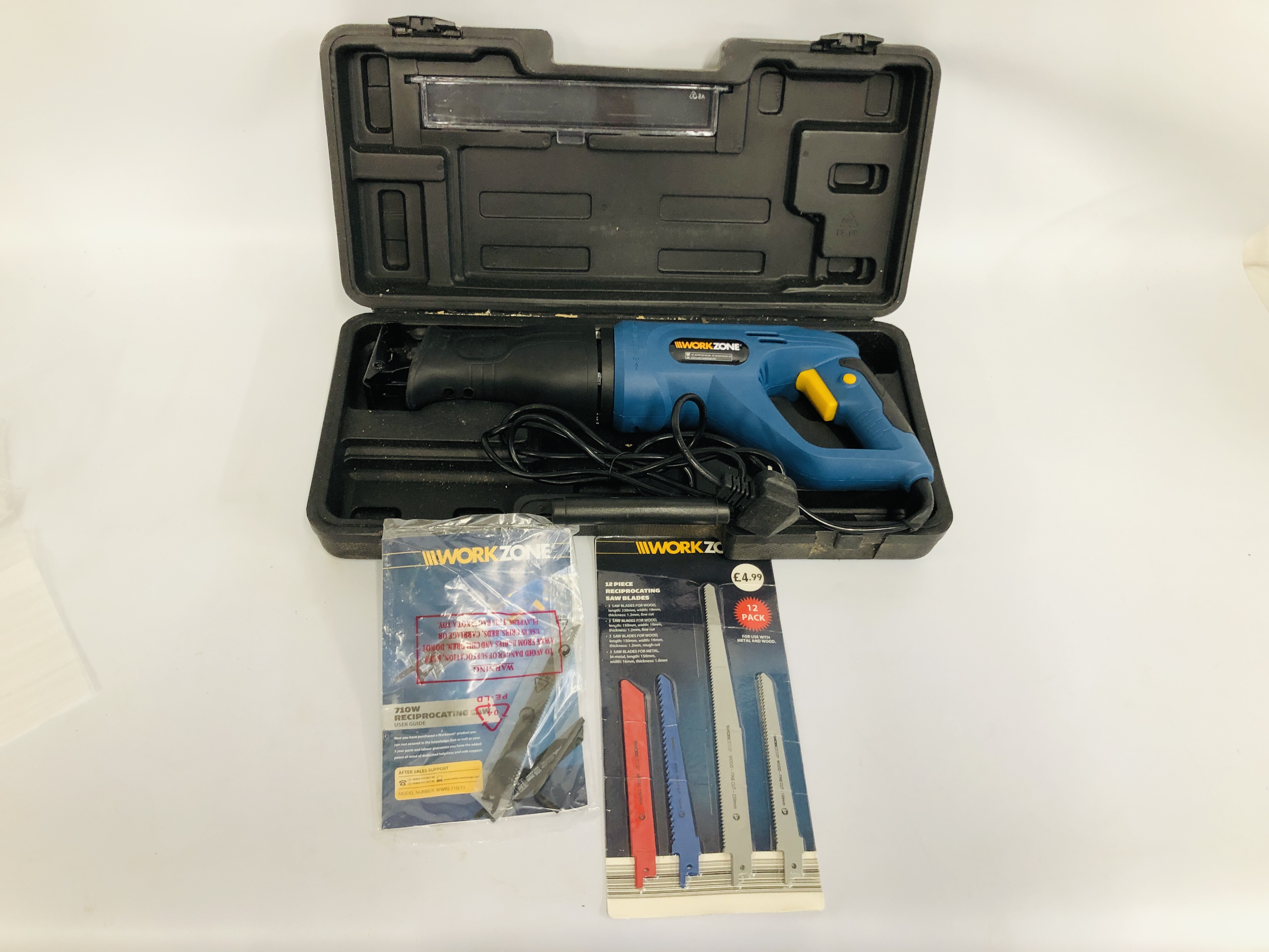 AN AS NEW WORKZONE 710 WATT RECIPROCATING SAW CASED WITH INSTRUCTIONS AND ACCESSORIES - SOLD AS - Image 2 of 6