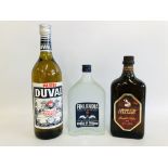 1 X LITRE DUVAL FRENCH SPIRIT, 1 X 500ML. FINLANDIA VODKA, 1 X 700ML.