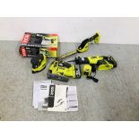 A COLLECTION OF RYOBI CORDLESS POWER TOOLS WITH CHARGER AND INTERCHANGEABLE BATTERY TO INCLUDE
