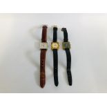 2 LADY'S RETRO SARCAR GENEVE WRISTWATCHES ON LEATHER STRAPS ALONG WITH JEAN PERRET GENEVE