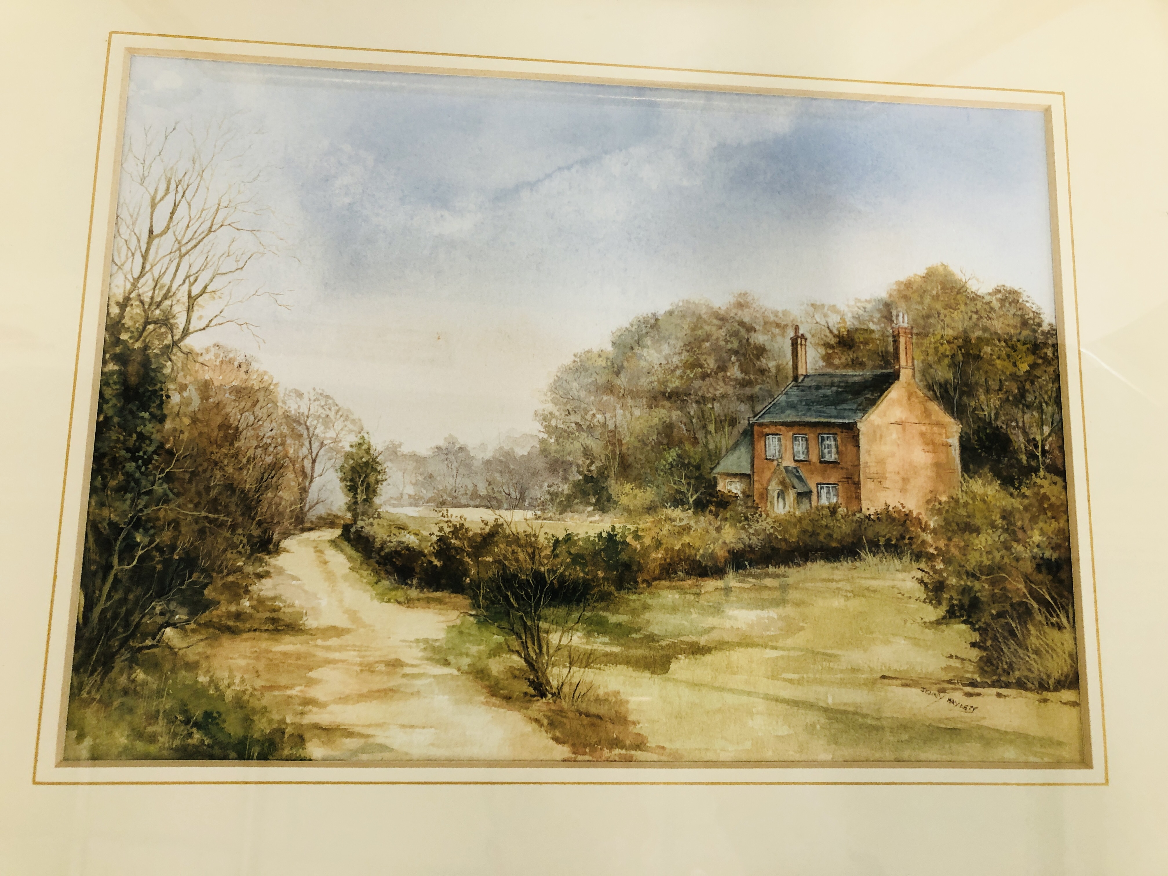 PAIR OF FRAMED WATERCOLOURS BEARING SIGNATURE "JENNY HAYLETT" THE GAMEKEEPERS COTTAGE WINTERTON AND - Image 5 of 11