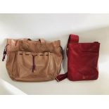 A RADLEY RED LEATHER HANDBAG AND A RADLEY PINK LEATHER BAG