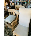 A PAIR OF TRADITIONAL DESIGN BEECHWOOD ELBOW CHAIRS,