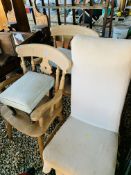 A PAIR OF TRADITIONAL DESIGN BEECHWOOD ELBOW CHAIRS,