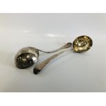 A PAIR OF GEORGIAN SILVER SAUCE LADLES,