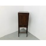 A GEORGIAN MAHOGANY SHAVING/NIGHT STAND W 36CM, D 34CM,