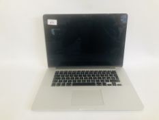 APPLE MACBOOK PRO LAPTOP COMPUTER MODEL A1398 (NO CHARGER) (S/N C02566YMG8WN) - SOLD AS SEEN