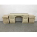 MODERN SEVEN DRAWER DRESSING TABLE TOGETHER WITH A PAIR OF MATCHING SINGLE DRAWER SINGLE DOOR