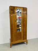 AN OAK MIRROR DOOR WARDROBE, WIDTH 87CM, DEPTH 46CM,