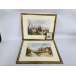 PAIR OF FRAMED WATERCOLOURS BEARING SIGNATURE "JENNY HAYLETT" THE GAMEKEEPERS COTTAGE WINTERTON AND