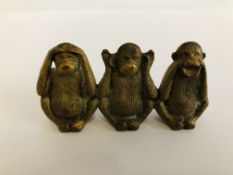 VINTAGE COLD PAINTED BRONZE "TRIO OF MONKEYS" BEARING INDISTINCT MAKERS MARK H 3.5CM. L 7.5CM.