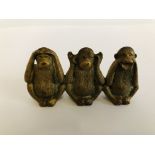 VINTAGE COLD PAINTED BRONZE "TRIO OF MONKEYS" BEARING INDISTINCT MAKERS MARK H 3.5CM. L 7.5CM.