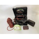 A VINTAGE SIEMENS BAKELITE HAIRDRYER IN ORIGINAL BAKELITE TRAVELLING CASE ALONG WITH A BAKELITE