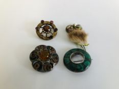 3 VINTAGE SCOTTISH BROOCHES, 2 BEING WHITE METAL,