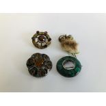 3 VINTAGE SCOTTISH BROOCHES, 2 BEING WHITE METAL,