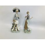 2 X LLADRO FIGURES COMPRISING YOUNG GIRLS WITH GEESE H 26CM