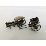 AN ORIENTAL WHITE METAL MODEL OF A CARRIAGE DRAWN BY OXEN L 5CM.