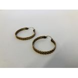 A PAIR OF 9CT GOLD LATTICE WORK HOOP EARRINGS