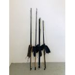 4 VARIOUS FISHING RODS TO INCLUDE SUNDRIDGE 110 ROD, TWO PIECE DONS OF LONDON ROD,