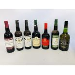 7 VARIOUS BOTTLES OF SHERRY TO INCLUDE 1 X LITRE PANDO FINO, 1 X LITRE CROFT ORIGINAL, 750ML.